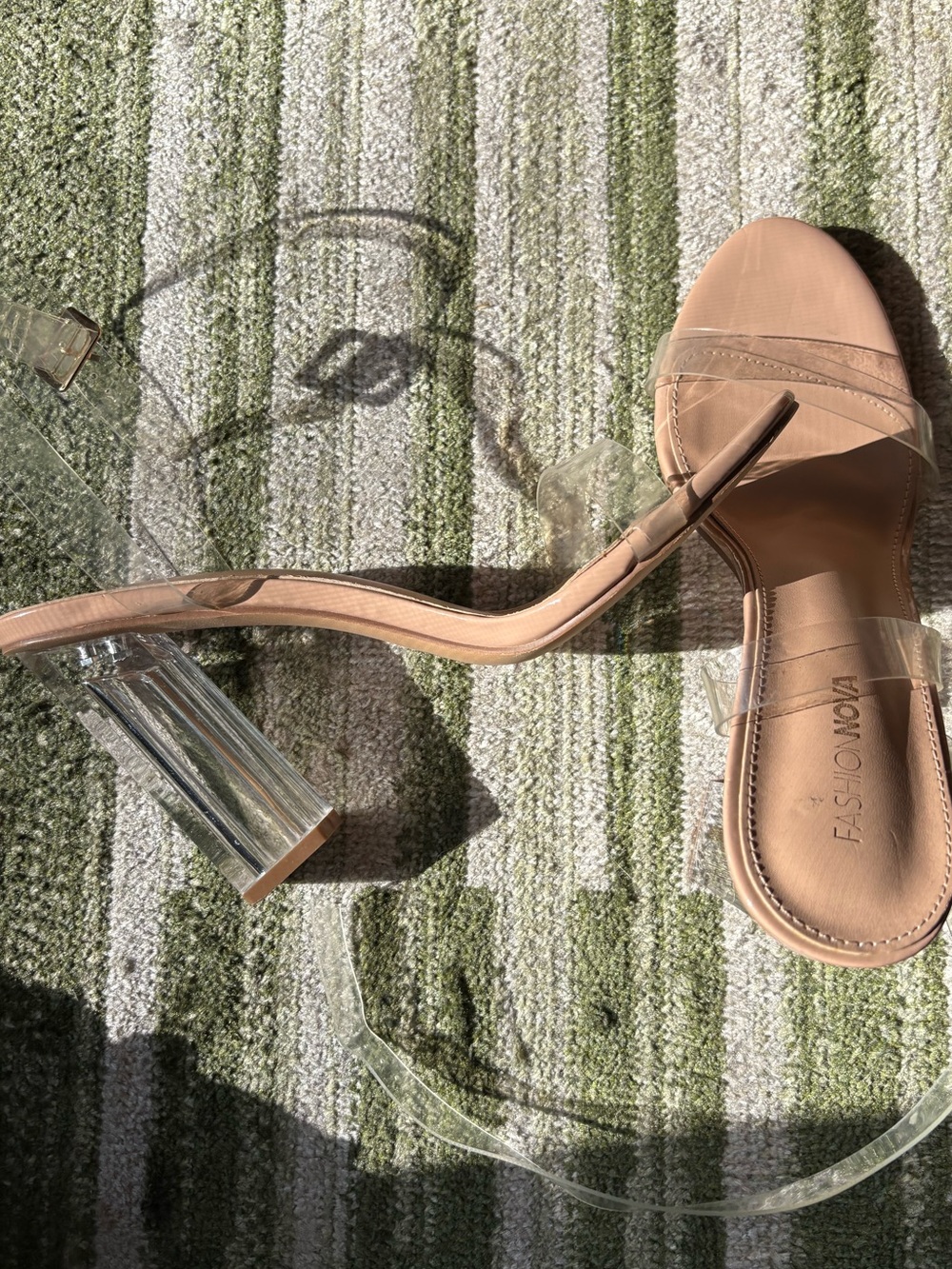 Fashion Nova Clear Strap Nude Block Heel Sandals - Picture 5 of 5